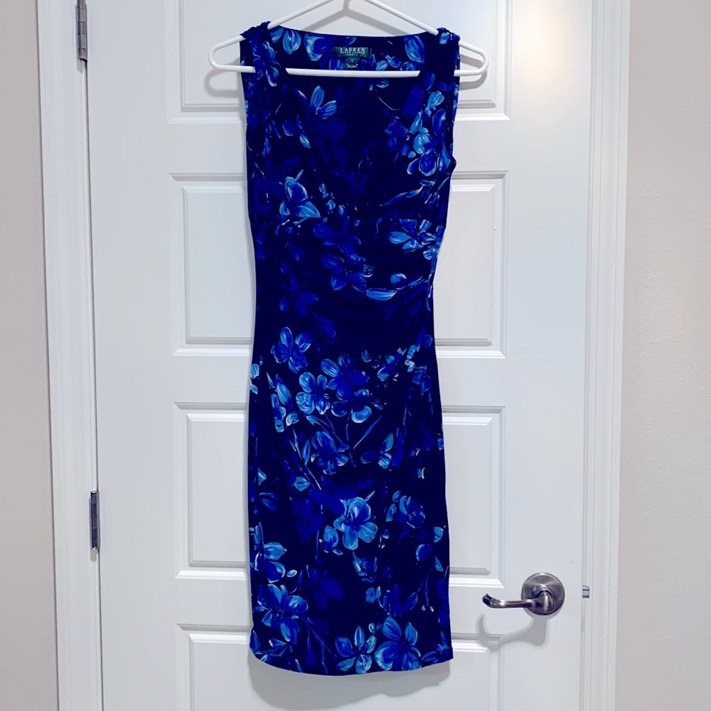 Dress Ralph Lauren sleeveless faux wrap stretchy for work, cocktail ovacation
